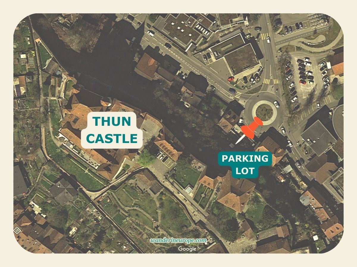 Map of Thun Castle parking lot in Thun, Switzerland