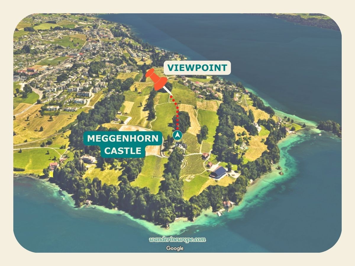 Map to Meggenhorn viewpoint in Lucerne, Switzerland