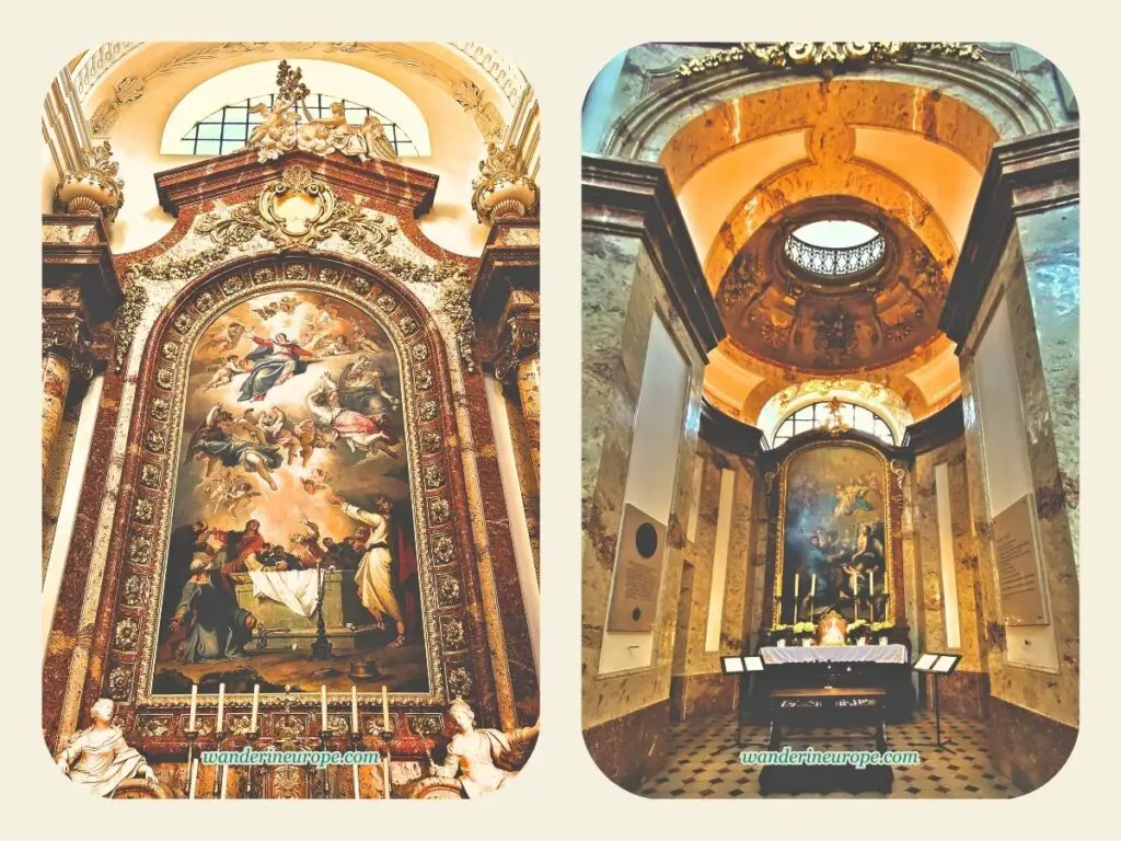 More altars and religious artworks inside Karlskirche, Vienna, Austria