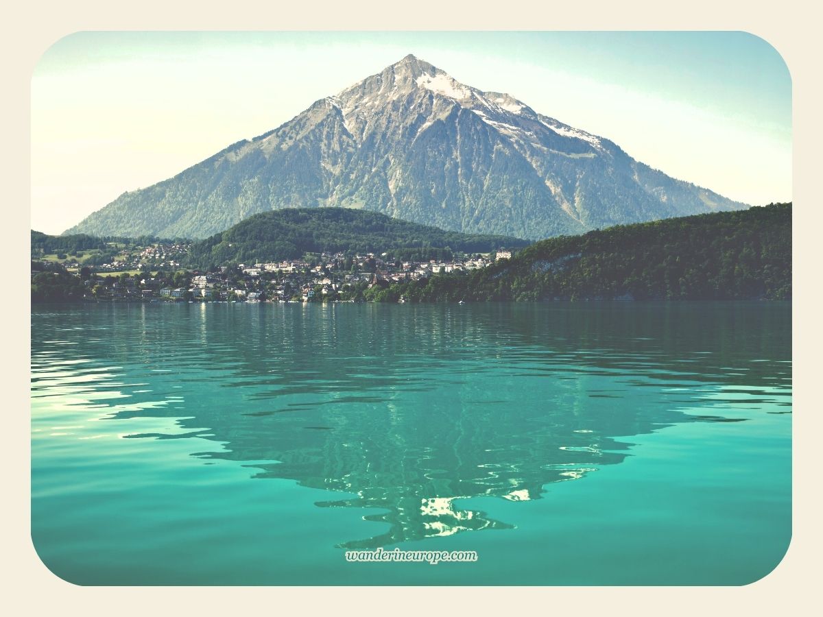 Mount Niesen and its reflection on Lake Thun, Switzerland