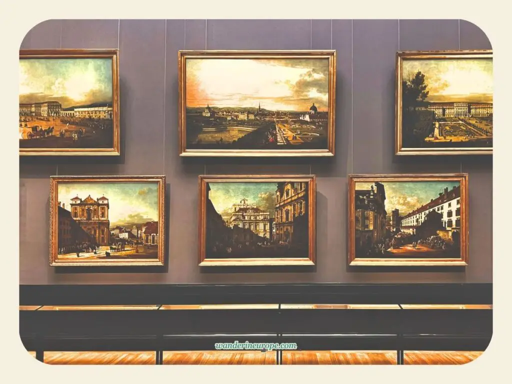Paintings of different places in Vienna and Europe in the Picture Gallery of Kunsthistorisches Museum, Vienna, Austria