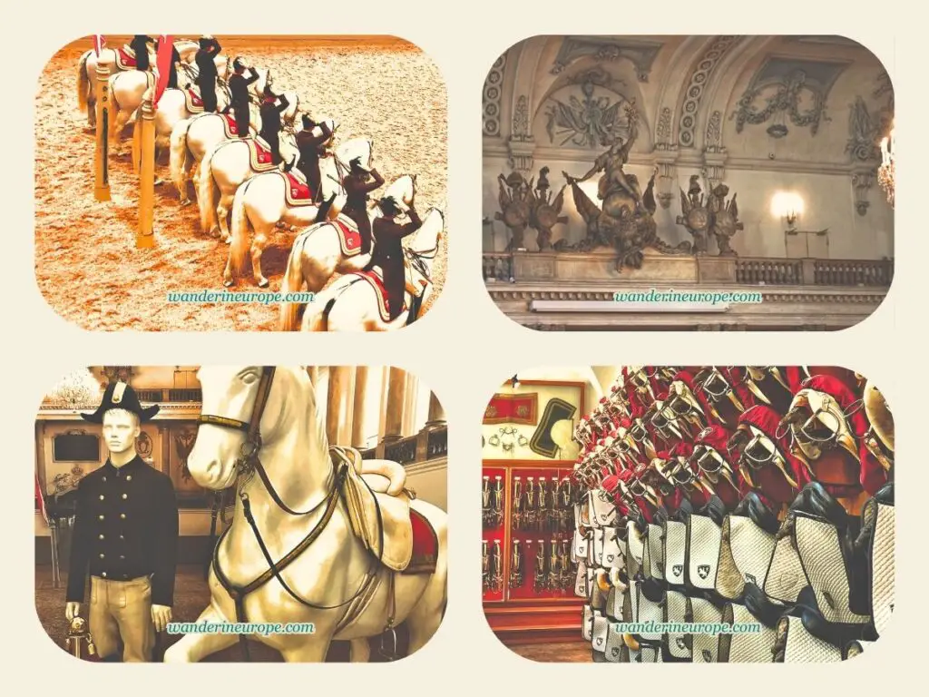 Performance and tour of the Spanish Riding School in Hofburg, Vienna, Austria