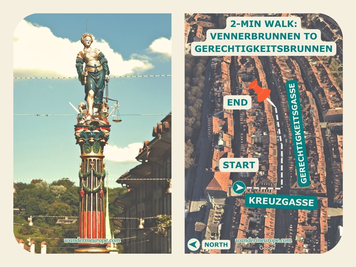 Photo and exact location of Gerechtigkeitsbrunnen in Bern, Switzerland