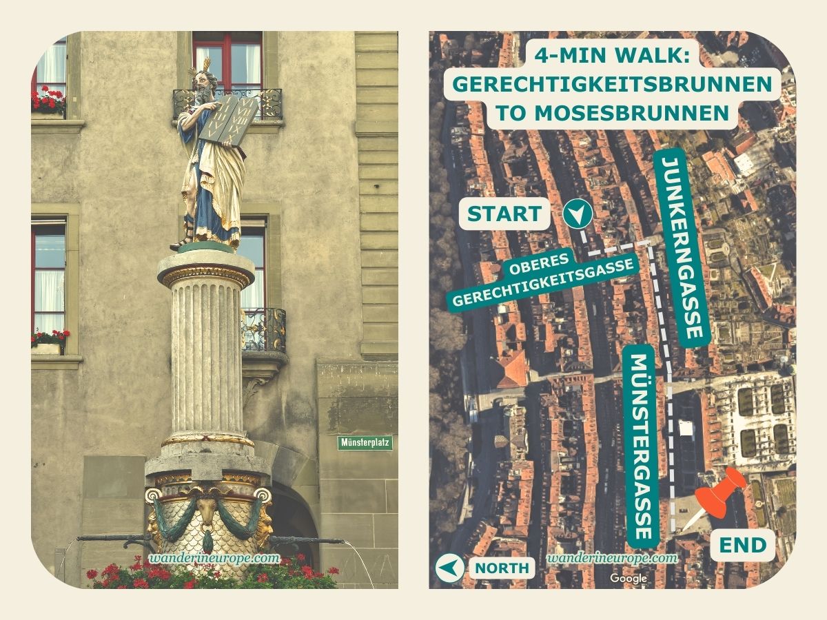 Photo and exact location of Mosesbrunnen in Bern Switzerland