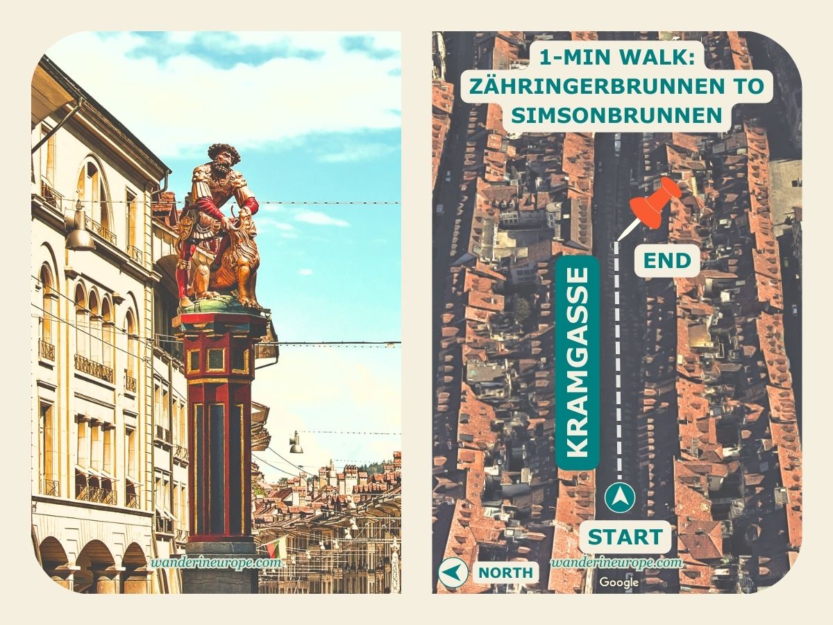 Photo and exact location of Simsonbrunnen in Bern Switzerland