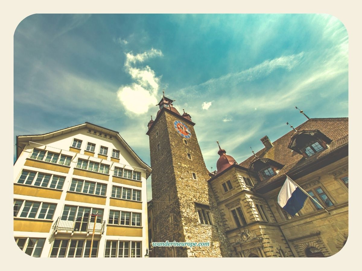 Rathaus tower in Lucerne, Switzerland