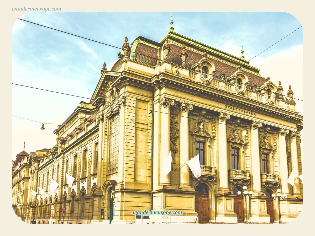 Southern and eastern facade of Stadttheater in Bern, Switzerland