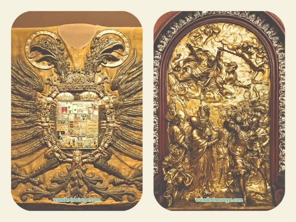 Tabard of the Herald of the Holy Roman Empire and the Golden Tablet inside Imperial Treasury in Hofburg, Vienna, Austria
