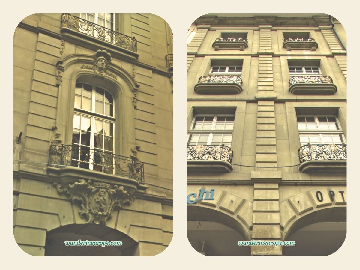 The beautiful facades of the houses in Kramgasse in Bern, Switzerland