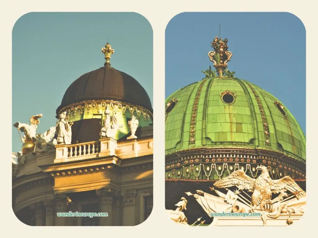 The elaborate domes of Hofburg, Vienna, Austria