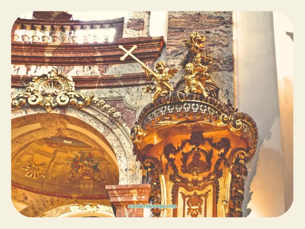 The magnificent pulpit of Karlskriche, Vienna, Austria