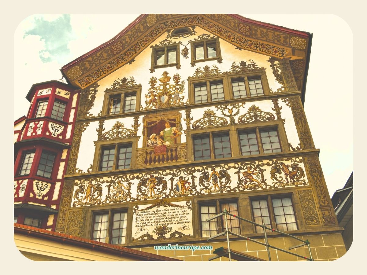 The most beautiful house in old town located in Sternenplatz, Lucerne, Switzerland