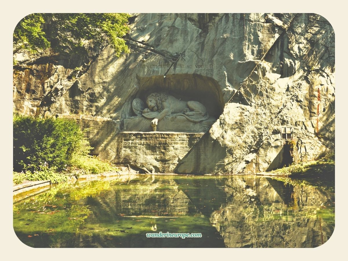 The pond of the Lion Monument In Lucerne, Switzerland