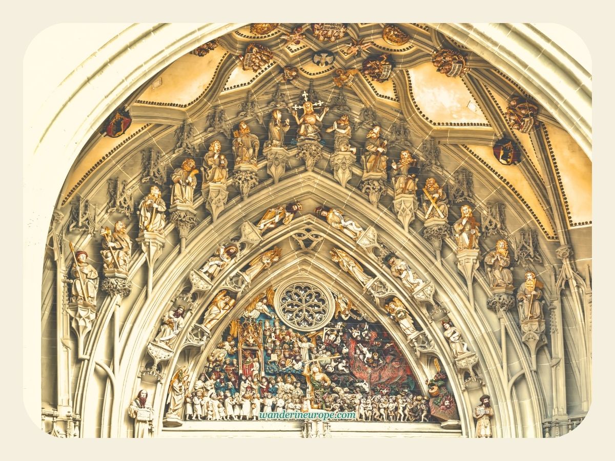 The tympanum of Bern Cathedral in Bern, Switzerland