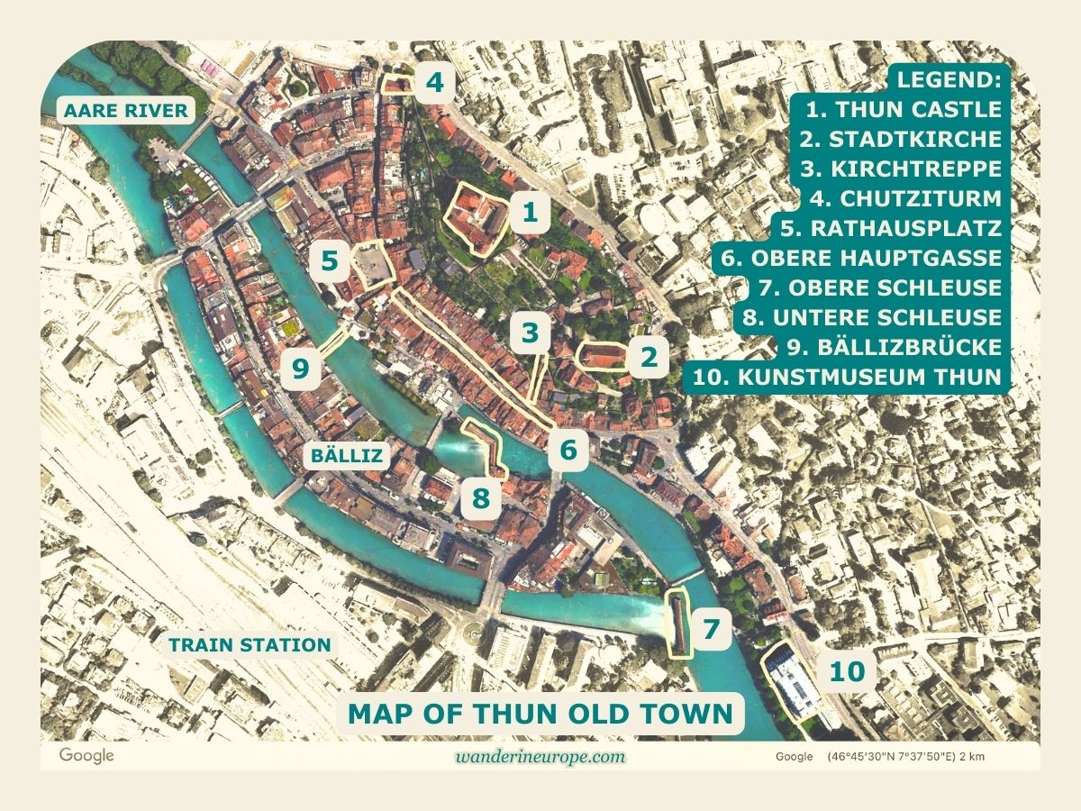 Thun Old Town Map, Switzerland