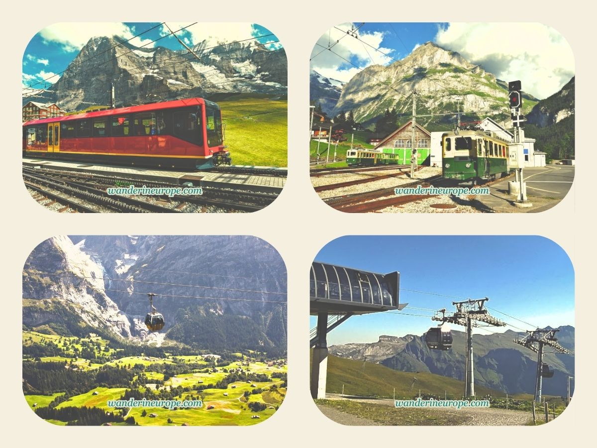 Trains and cable cars in Grindelwald, Jungfrau Region, Switzerland