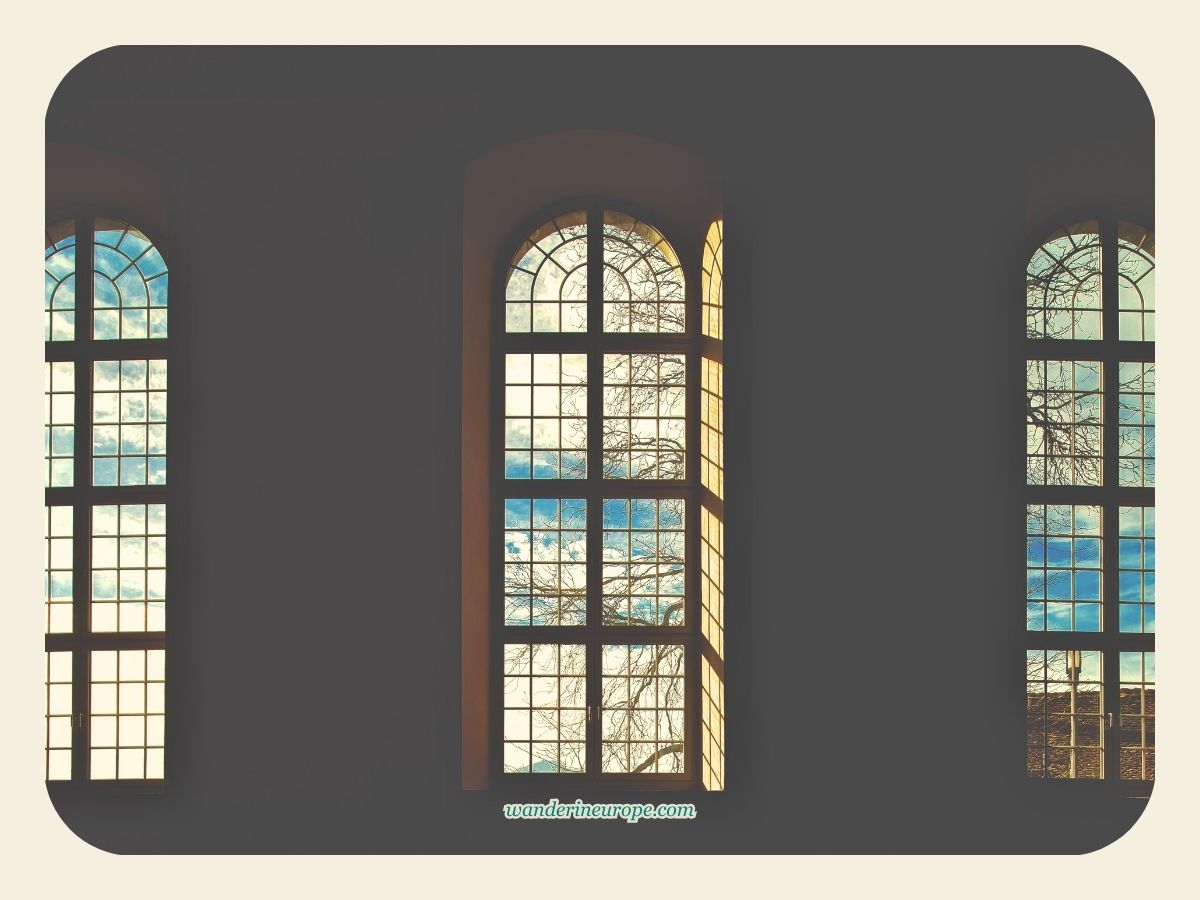 View from the windows inside Stadtkirche Thun, Switzerland