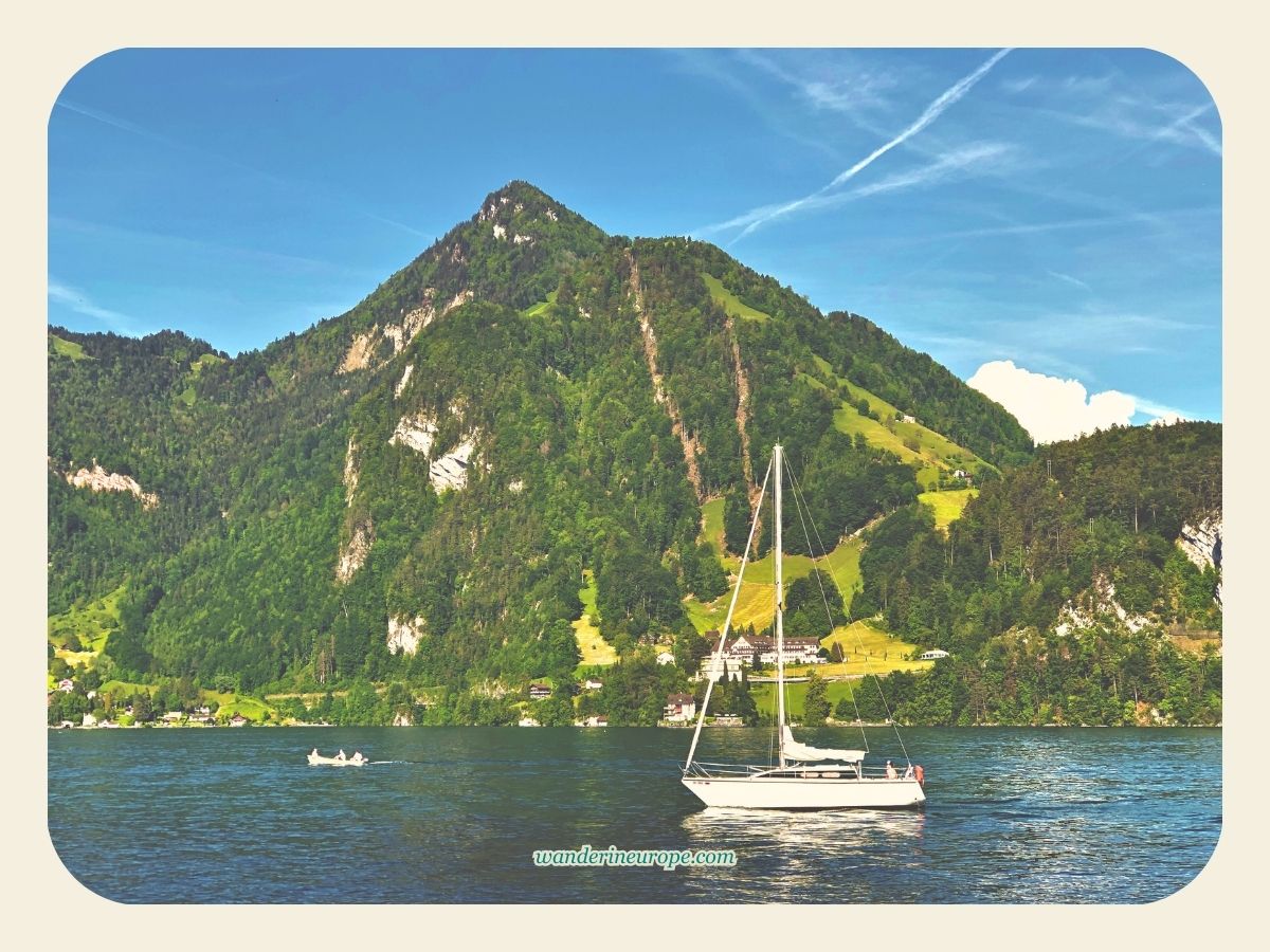 View of Mount Bürgenstock from Lake Lucerne Cruise, Lucerne, Switzerland