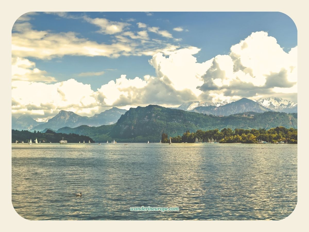 View of the Alps from Lake Lucerne, Switzerland