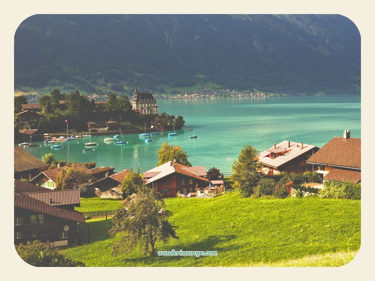 View of the Iseltwald village and Lake Brienz, Jungfrau Region, Switzerland