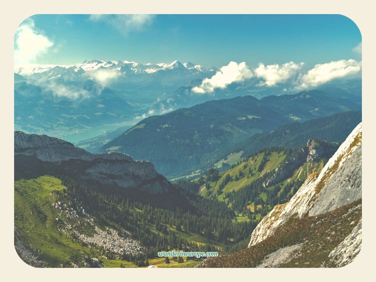 View of the beautiful vista from Mount Pilatus, Lucerne, Switzerland