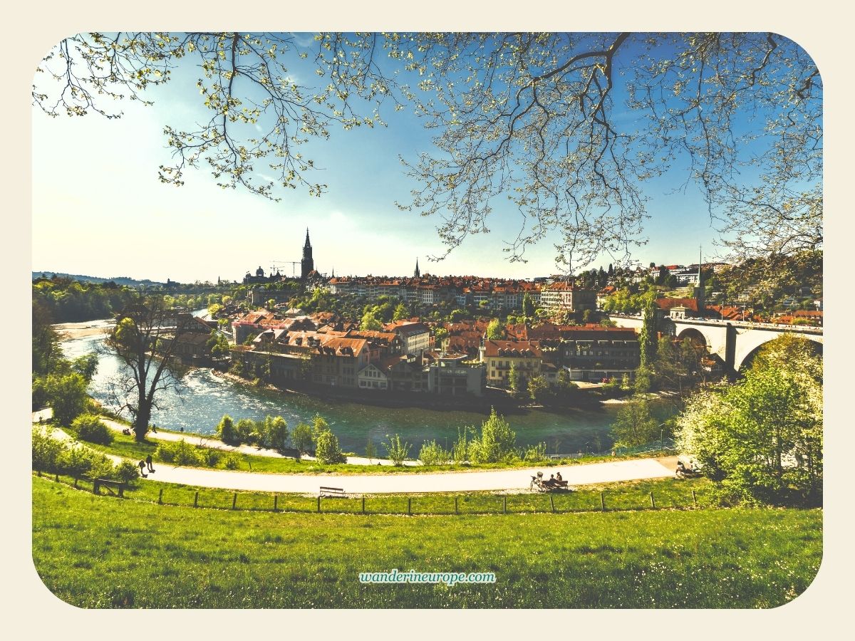 View of the old city of Bern from BärenPark in Bern, Switzerland