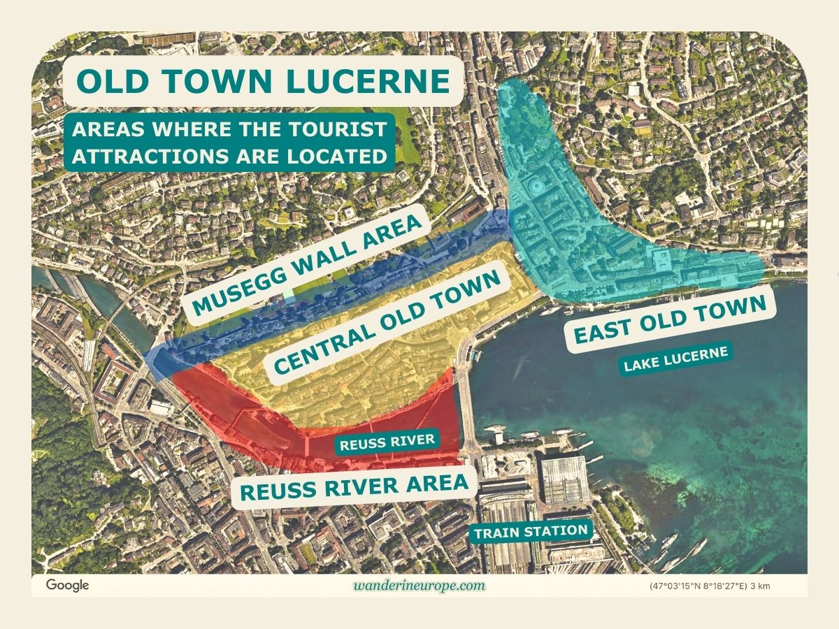 Whole map of Old Town Lucerne, Switzerland