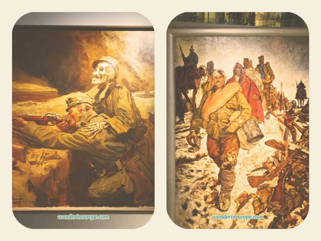 Another glimpse to the horrors of war — two most moving paintings in the museum, Museum of Military History, Vienna, Austria