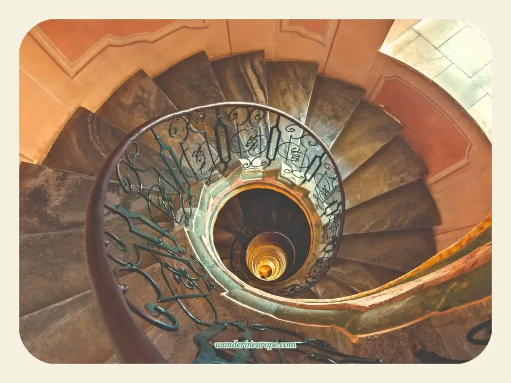 Imperial Staircase, from top to bottom view — another highlight of a visit to Melk Abbey, a day trip destination from Vienna