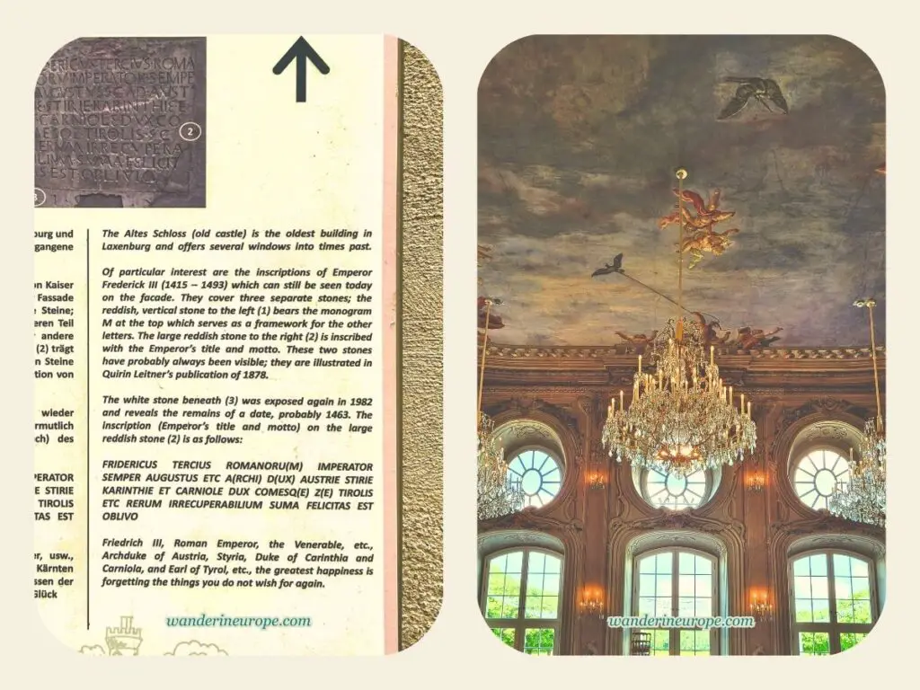 Interesting facts about Altes Schloss and interiors of Blauer Hof, Laxenburg Castle Park, near Vienna, Austria
