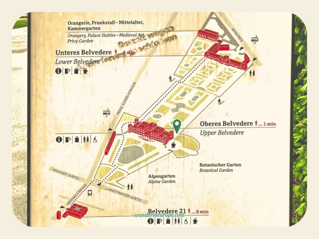 Map of the Belvedere Palace, Vienna, Austria