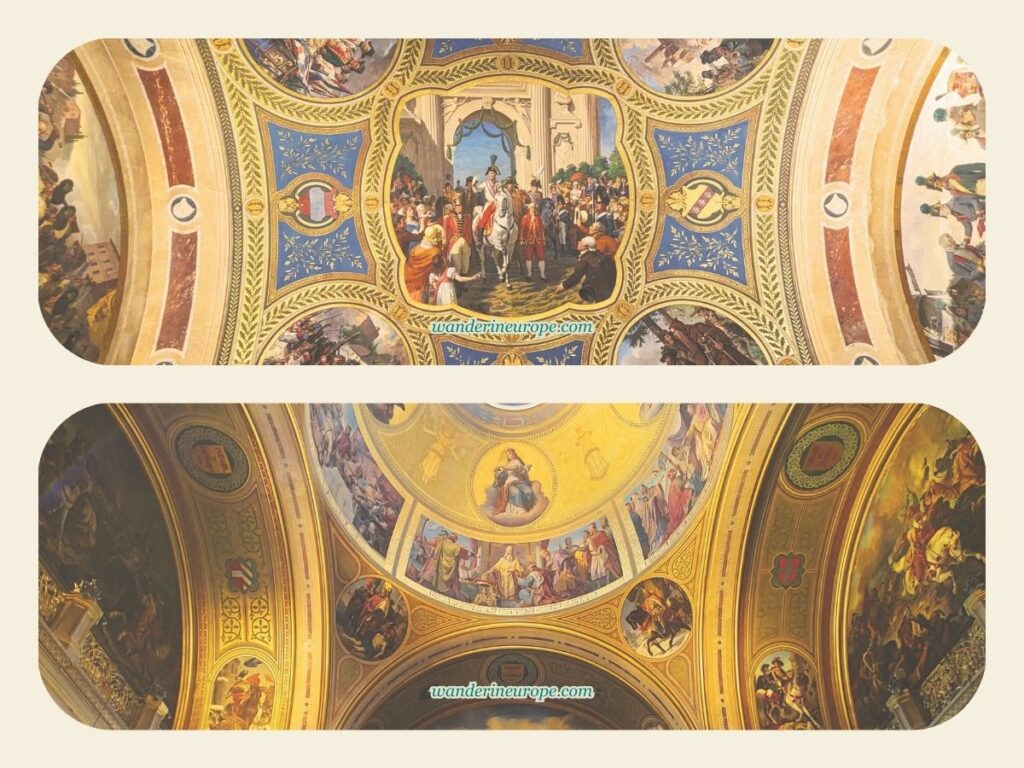 The frescoes on the ceilings and dome of the Hall of Fame, Museum of Military History, Vienna, Austria