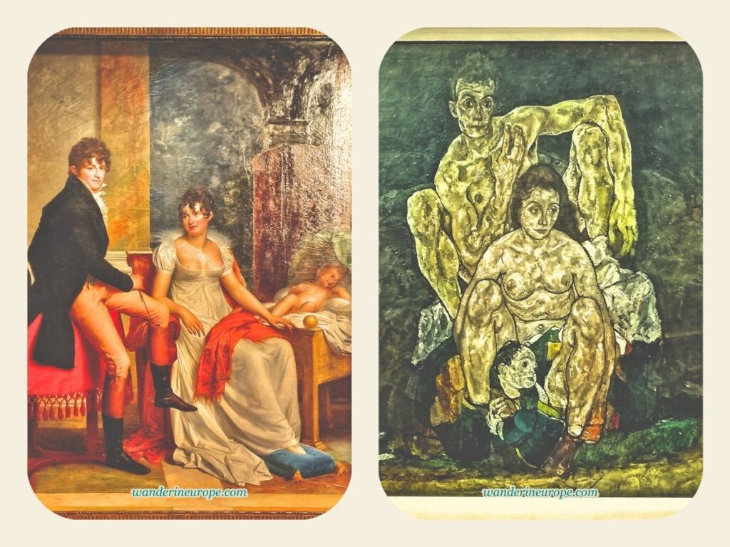 Two Ends of the Society — paintings of families in Belvedere Palace, Vienna, Austria