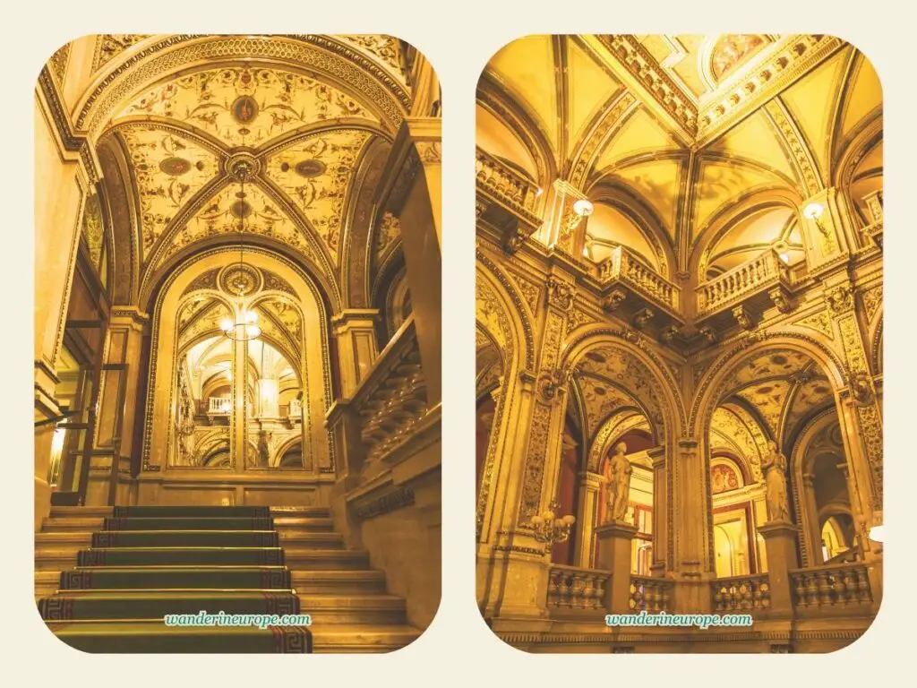Beautiful interiors of Vienna State Opera, an attraction along Ringstrasse, Vienna, Austria