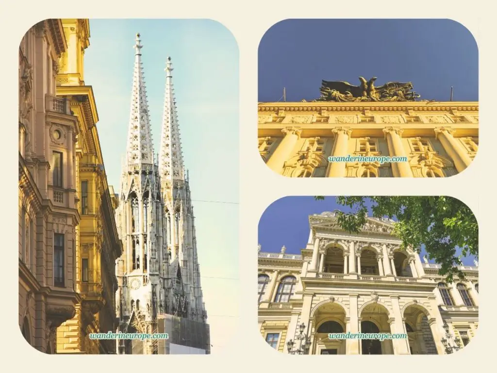 Different architectural styles along Ringstrasse, Vienna, Austria