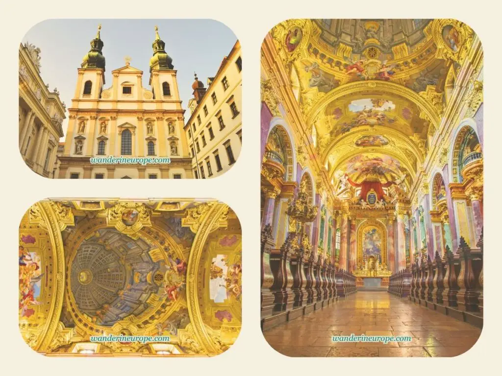 Exteriors and interiors of Jesuit Church, Vienna, Austria