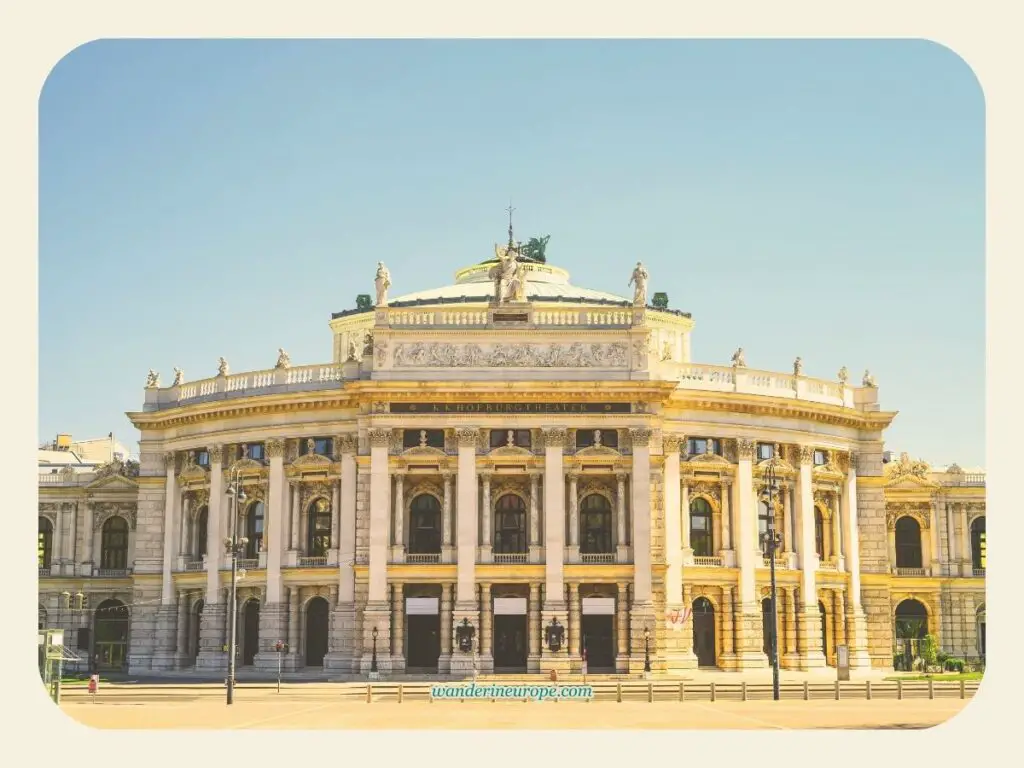 Facade of Burgtheater seen from Rathausplatz, Vienna, Austria