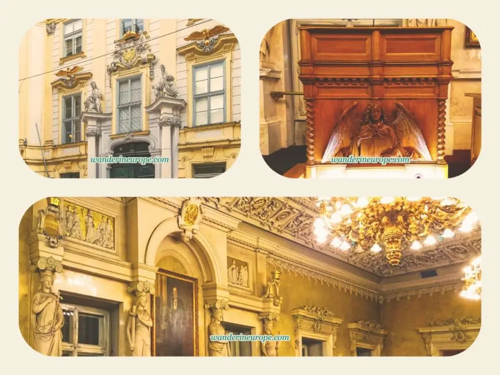 Interiors and exteriors of Altes Rathaus, Vienna, Austria