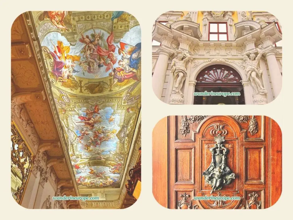 Interiors and exteriors of Palais Daun-Kinsky, Vienna, Austria
