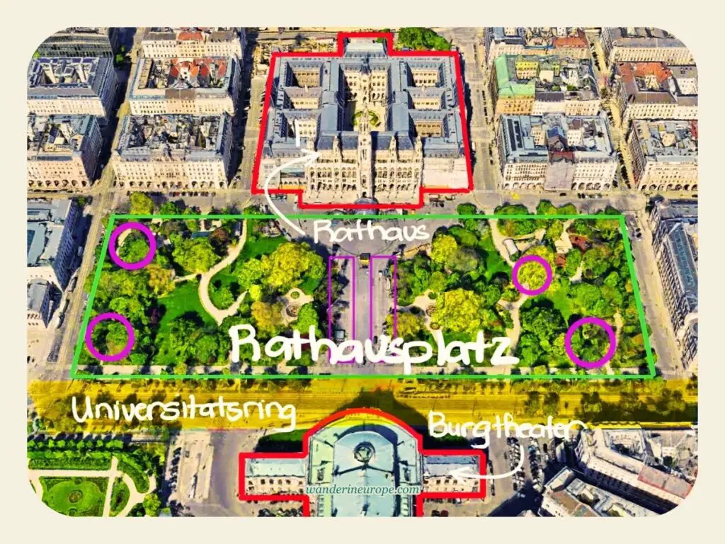 Location of Rathausplatz along Ringstrasse and the landmarks and little gems that you can find within this square, Vienna, Austria