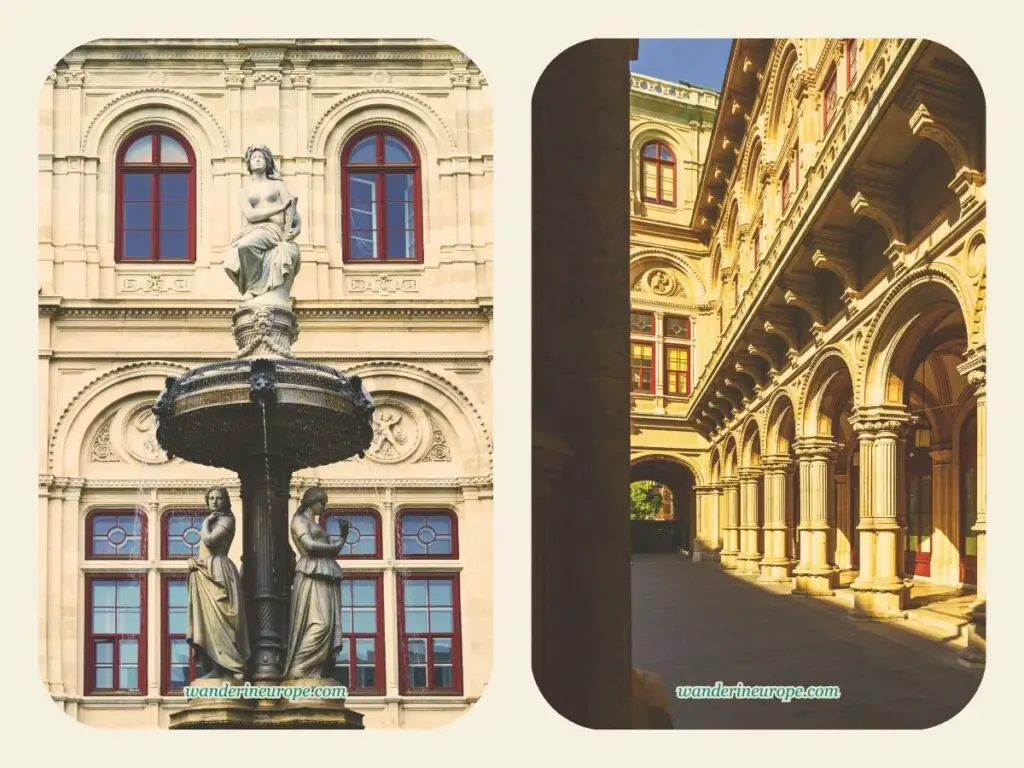 Picturesque scenes outside Vienna State Opera, a must-see during a walking tour of Ringstrasse, Vienna, Austria